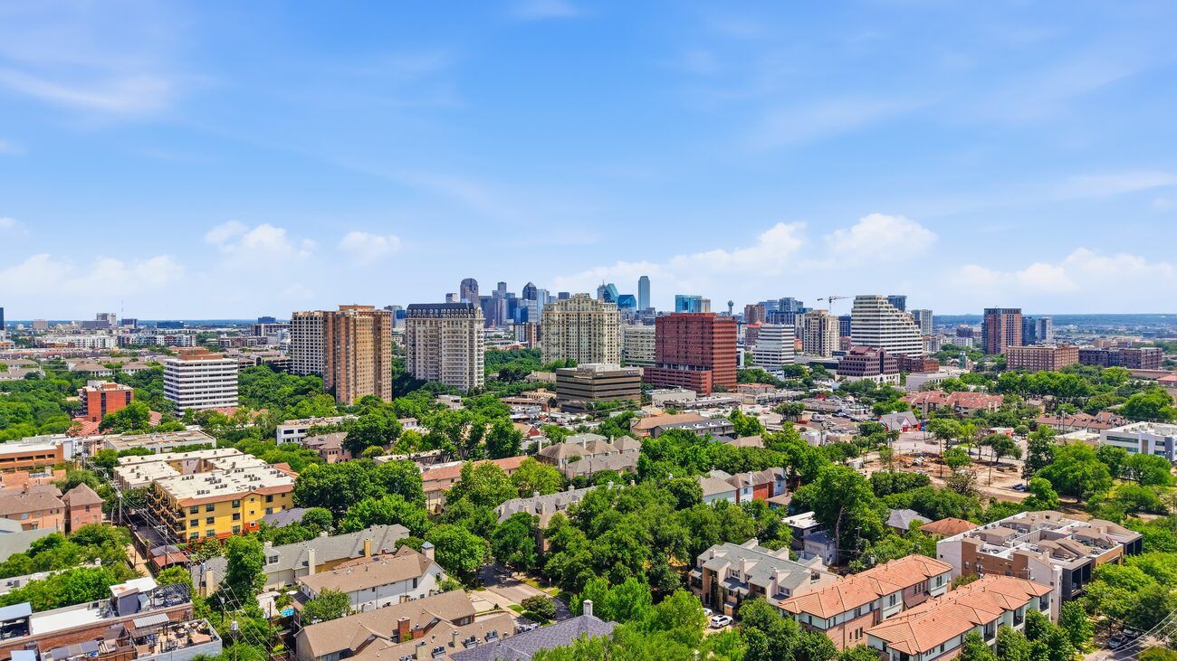 Dallas skyline aerial